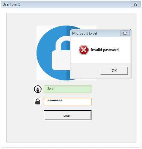 enter invalid password